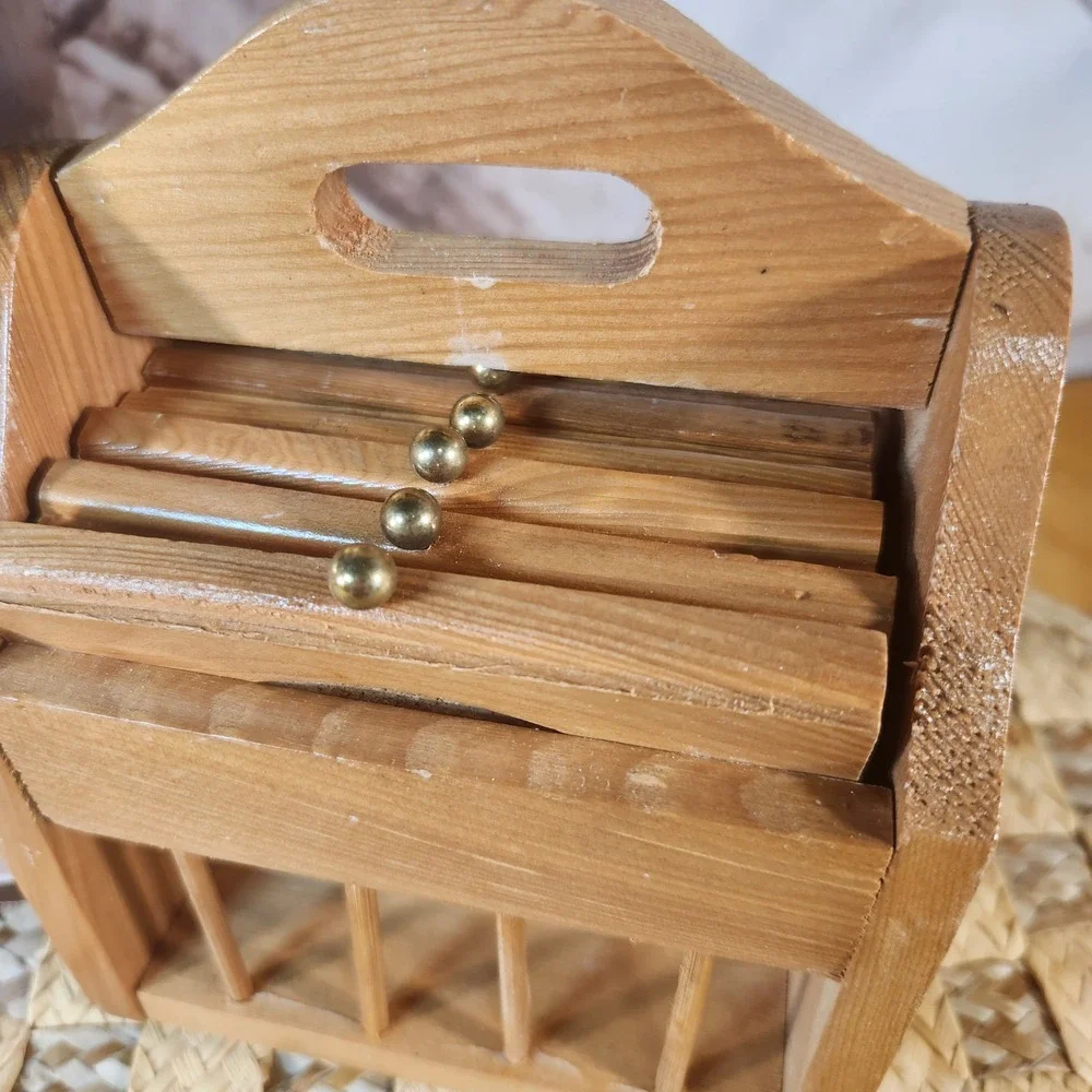 Vintage Traditional Coaster Set Wood and Cork 6 Piece with Caddy
